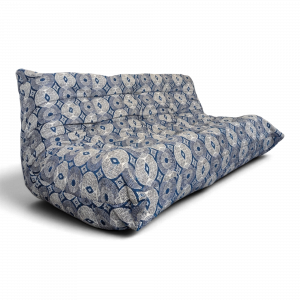 Canapé Togo dans le style de Ligne Roset en tissu à motifs bleus