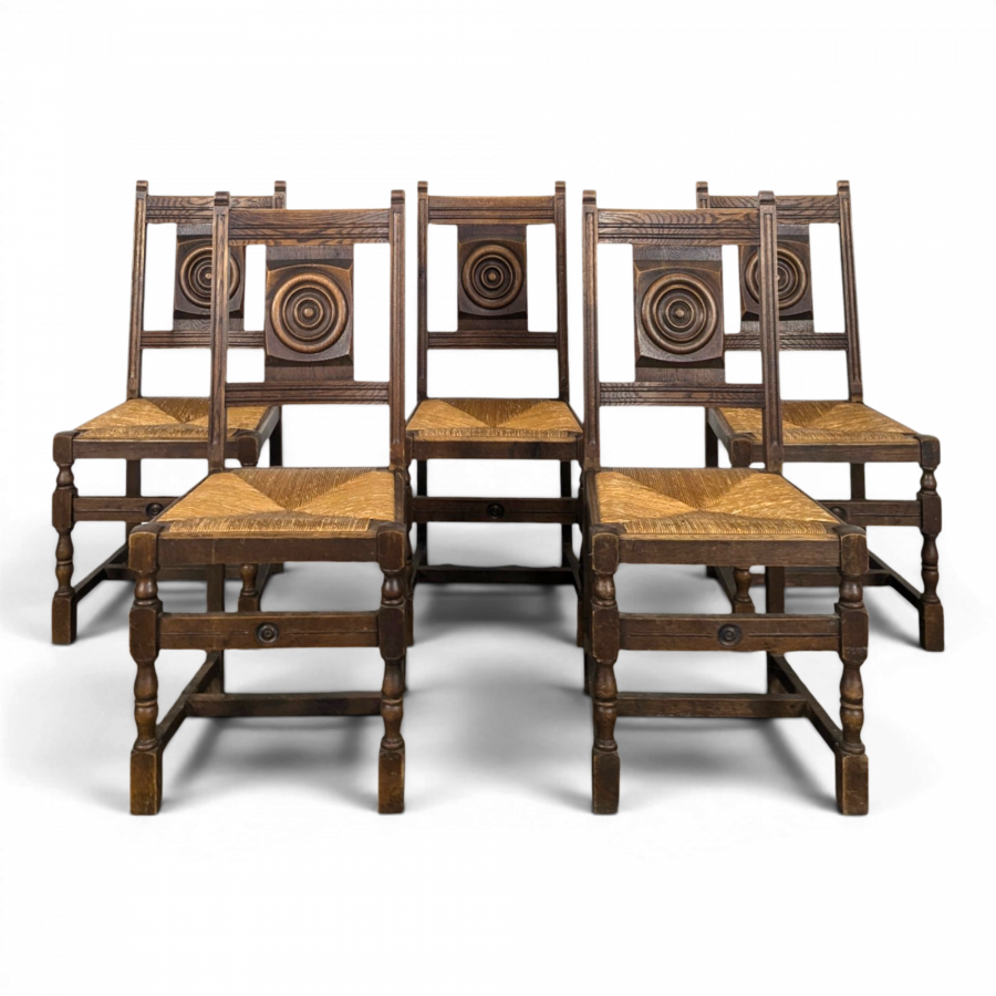 Série de 5 chaises dans l'esprit de Dudouyt