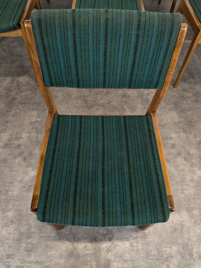 Série de 8 chaises vintage tissu vert