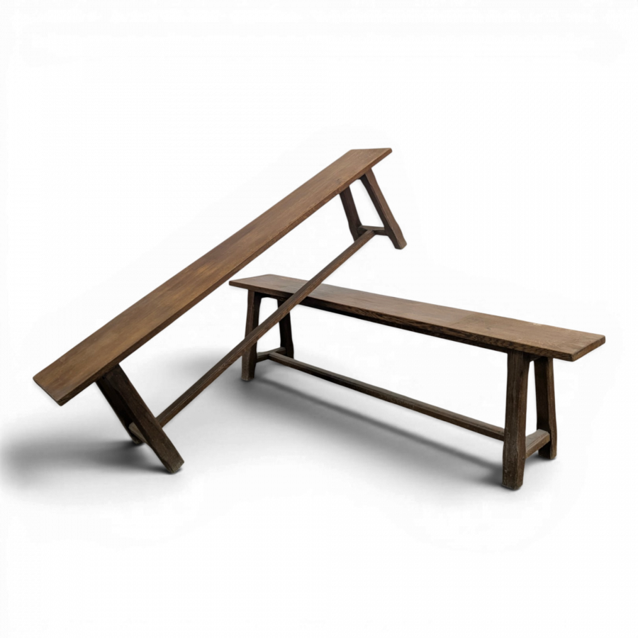 Paire de bancs en chêne massif