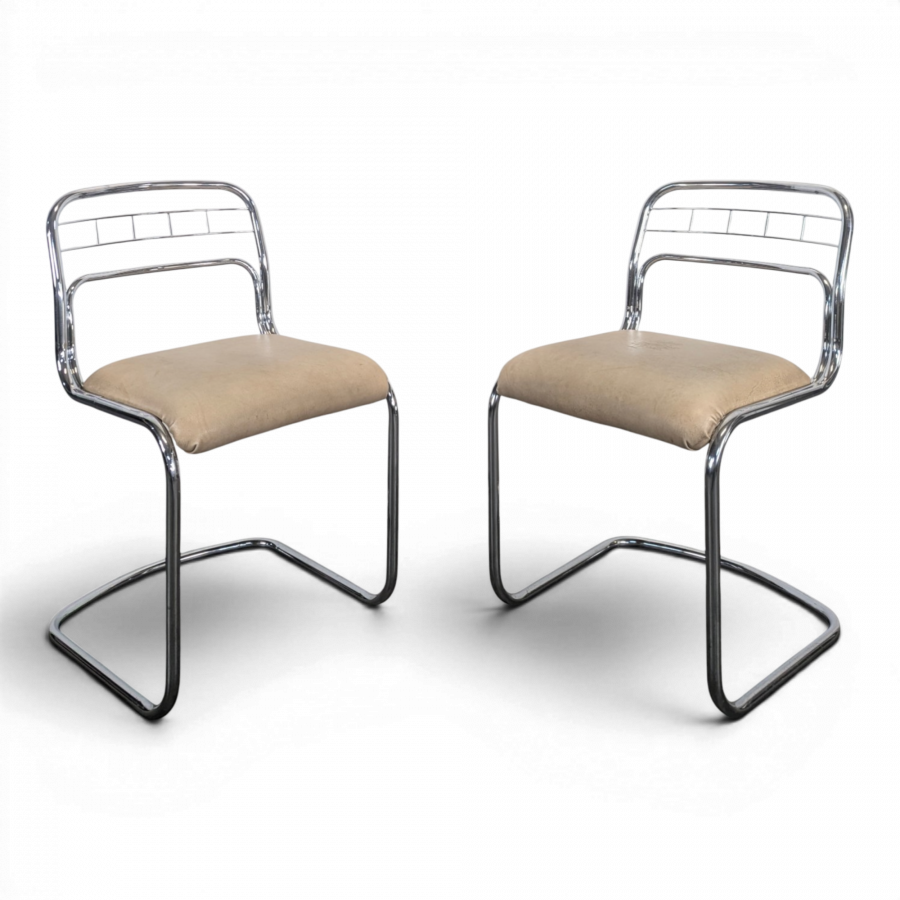 Paire de chaises chromées space age