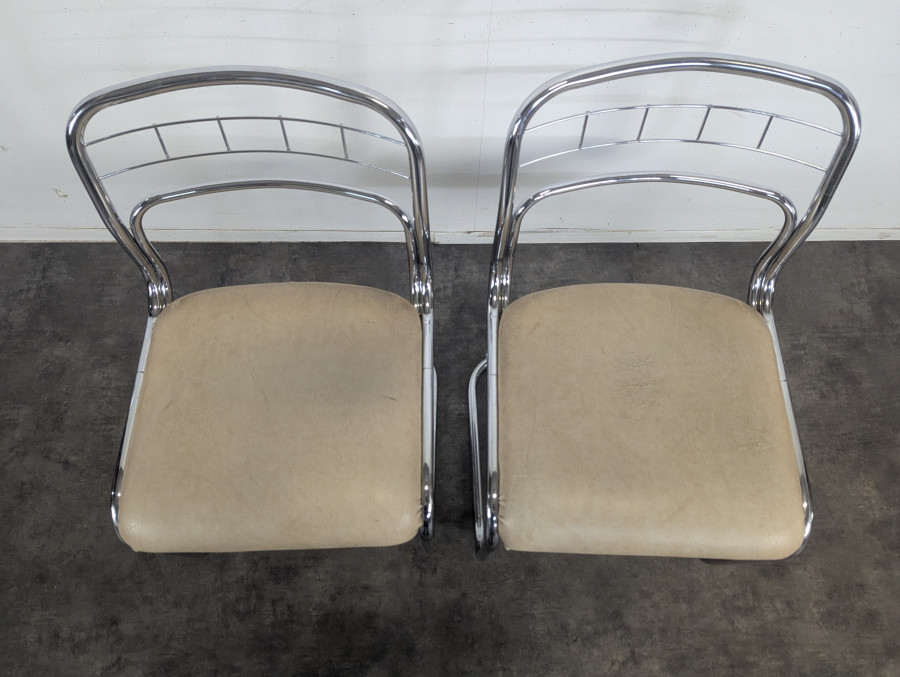 Paire de chaises chromées space age