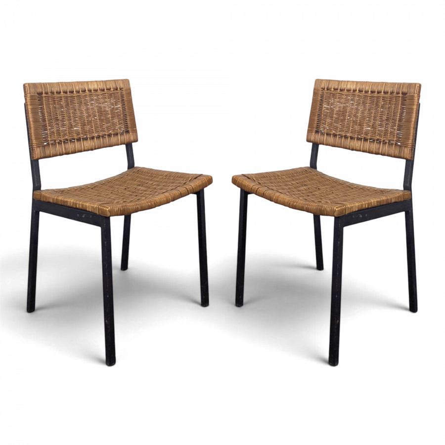 Paire de chaises en rotin des années 50