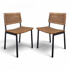 Paire de chaises en rotin des années 50