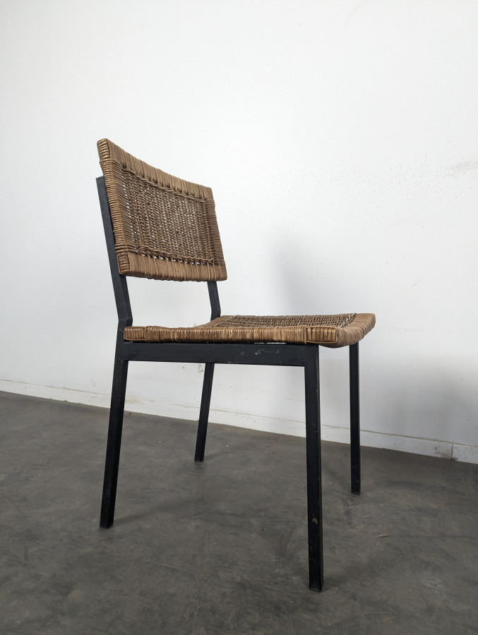 Paire de chaises en rotin des années 50