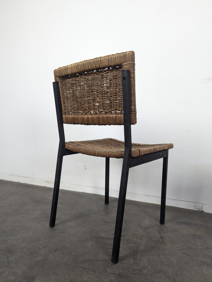 Paire de chaises en rotin des années 50