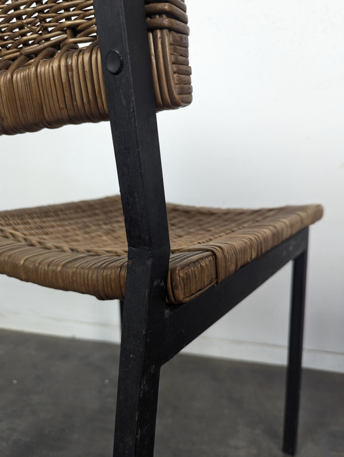 Paire de chaises en rotin des années 50