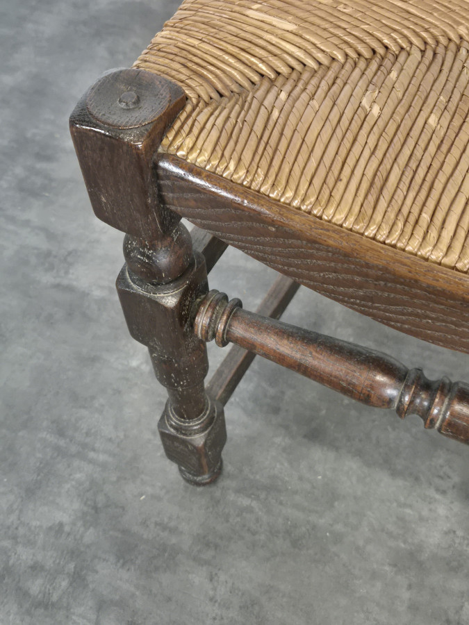 Série de 6 chaises paillées à dossier à barrettes en chêne