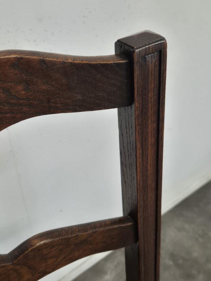 Série de 6 chaises paillées à dossier à barrettes en chêne