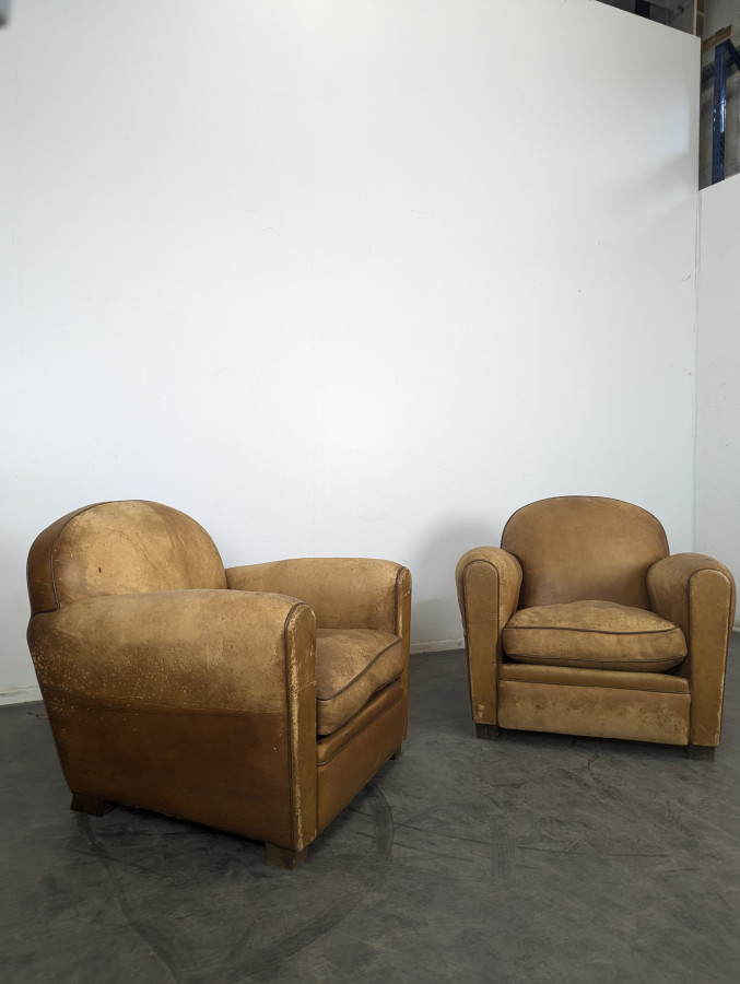 Paire de fauteuils club des années 30