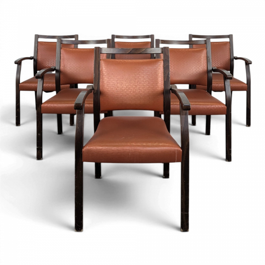 Série de 6 fauteuils vintage couleur cuivre
