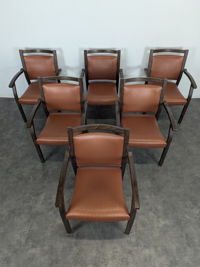 Série de 6 fauteuils vintage couleur cuivre