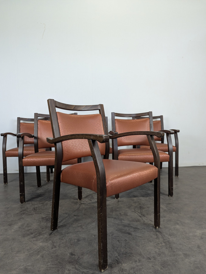 Série de 6 fauteuils vintage couleur cuivre