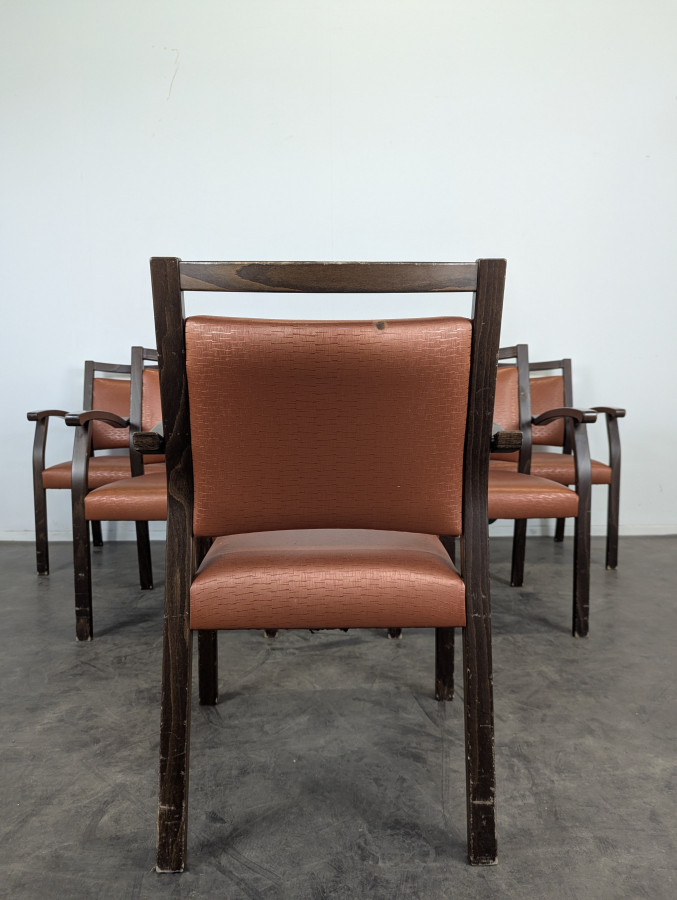 Série de 6 fauteuils vintage couleur cuivre