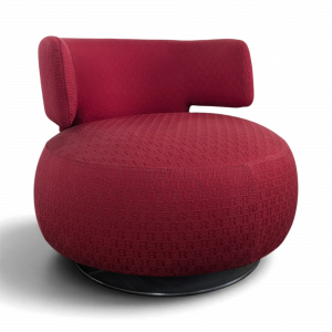 Fauteuil pivotant Roche Bobois tissu rouge à motifs années 2000