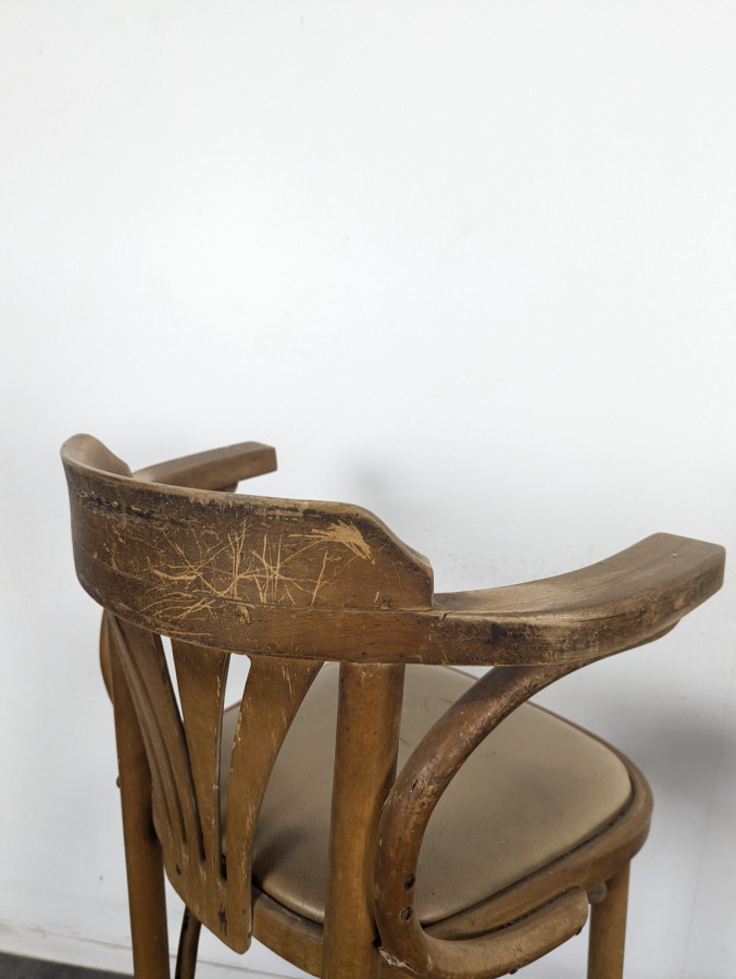 Paire de tabourets de bar bistrot en bois courbé