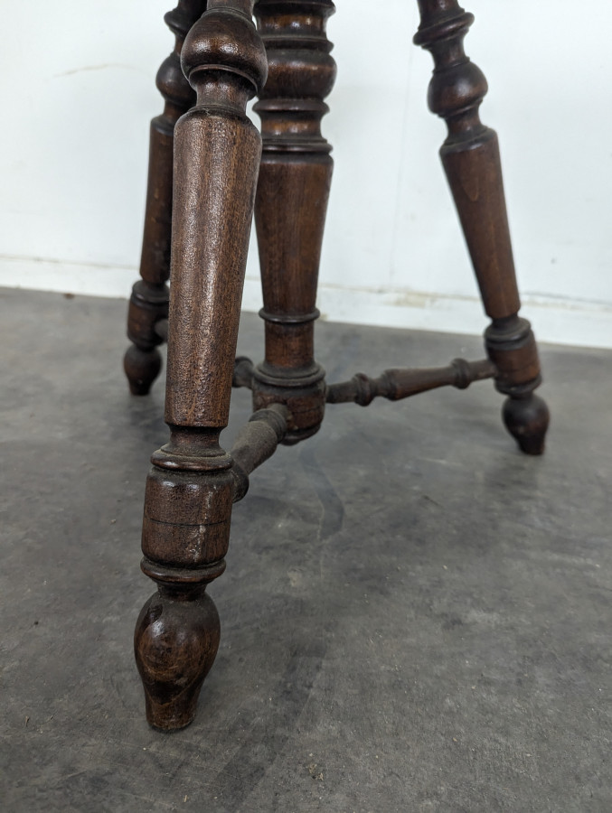 Tabouret de piano tripode en cuir marron