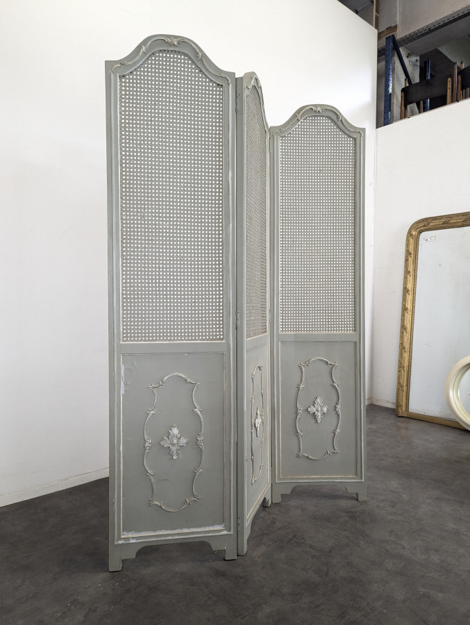 Paravent à canage réchampi de style Louis XVI