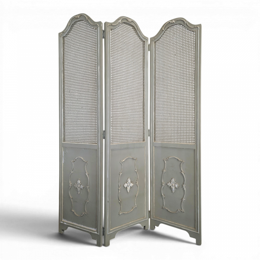 Paravent à canage réchampi de style Louis XVI