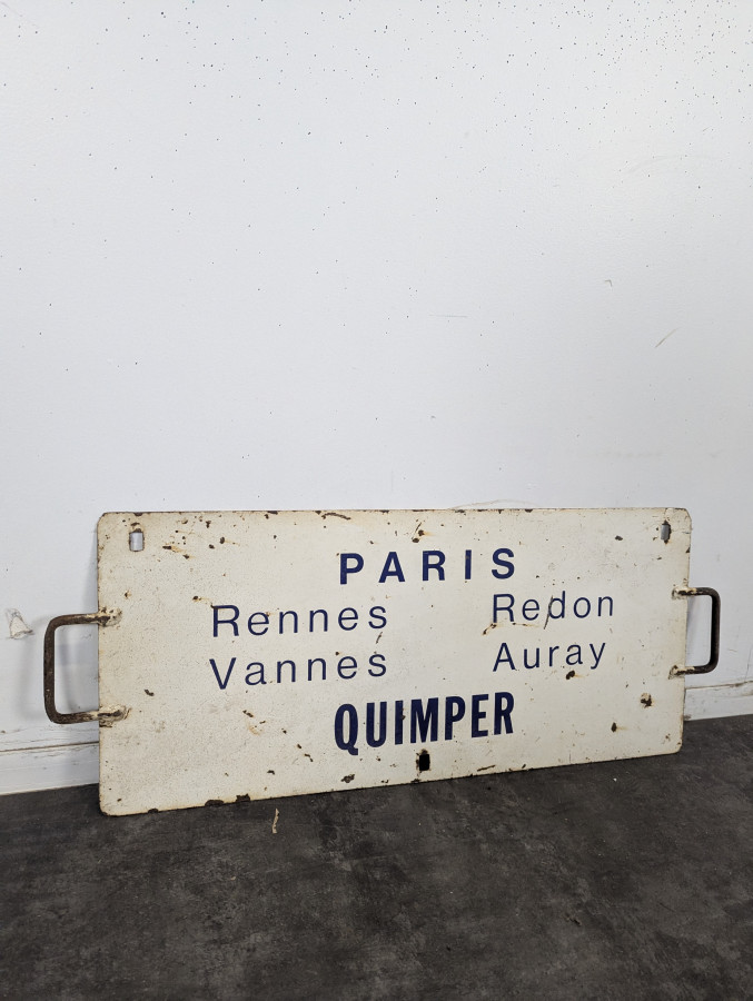 Plaque émaillée de wagon Quimper Paris-Montparnasse double face