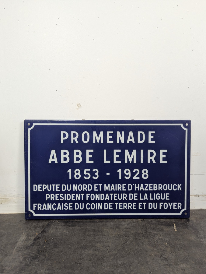 Plaque de rue émaillée Promenade Abbé Lemire