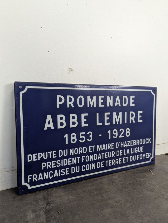 Plaque de rue émaillée Promenade Abbé Lemire
