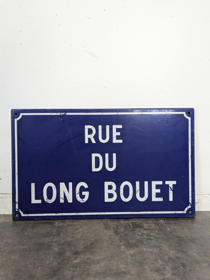Plaque de rue émaillée Rue du Long Bouet