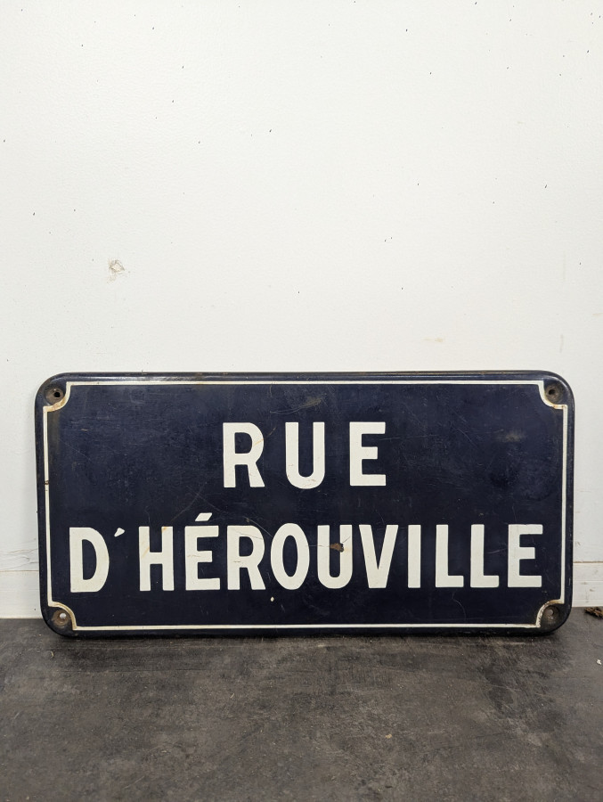 Plaque de rue émaillée Rue d'Hérouville