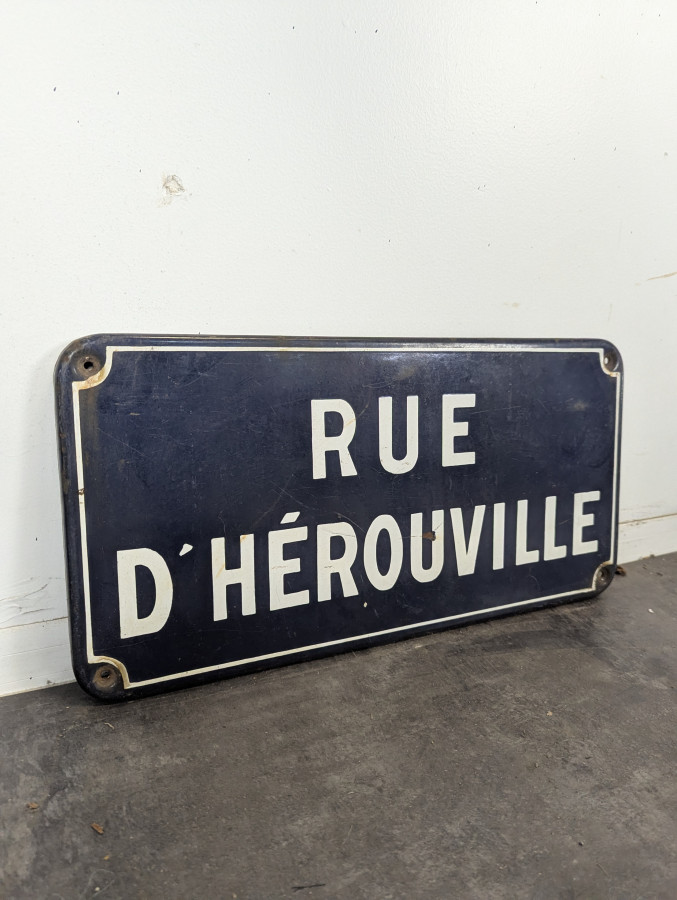 Plaque de rue émaillée Rue d'Hérouville