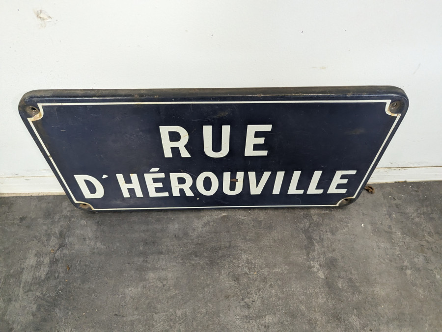 Plaque de rue émaillée Rue d'Hérouville