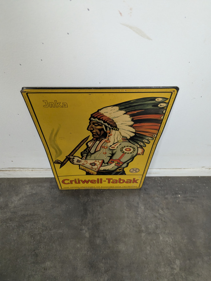 Plaque publicitaire Crüwell-Tabak chef indien en tôle