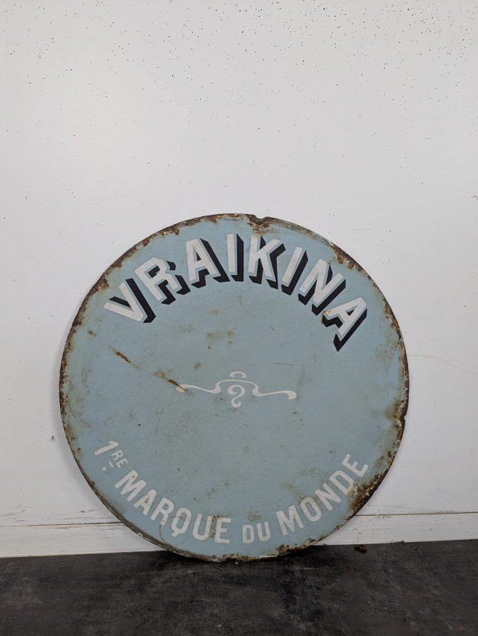 Plaque émaillée ronde Vraikina première marque du monde