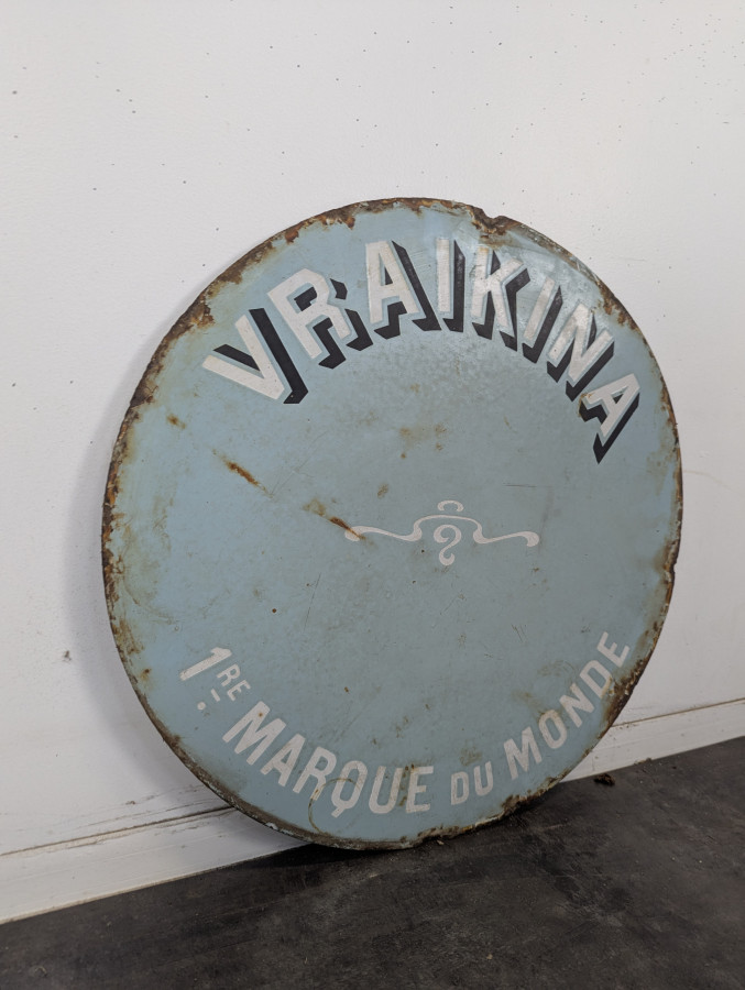 Plaque émaillée ronde Vraikina première marque du monde