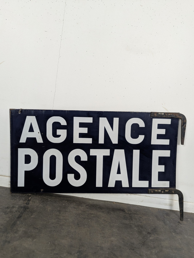 Plaque émaillée Agence Postale double face à potence