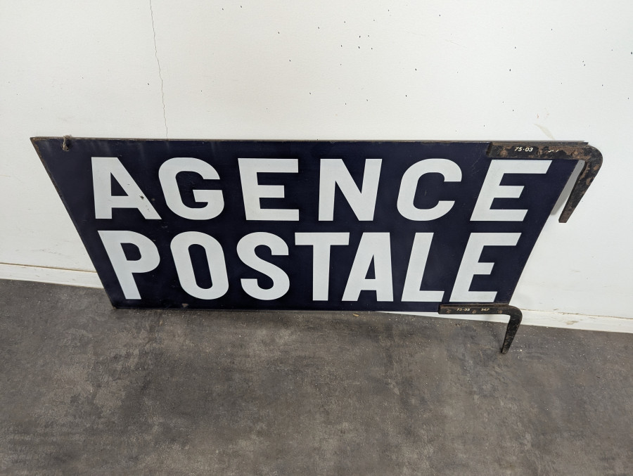 Plaque émaillée Agence Postale double face à potence