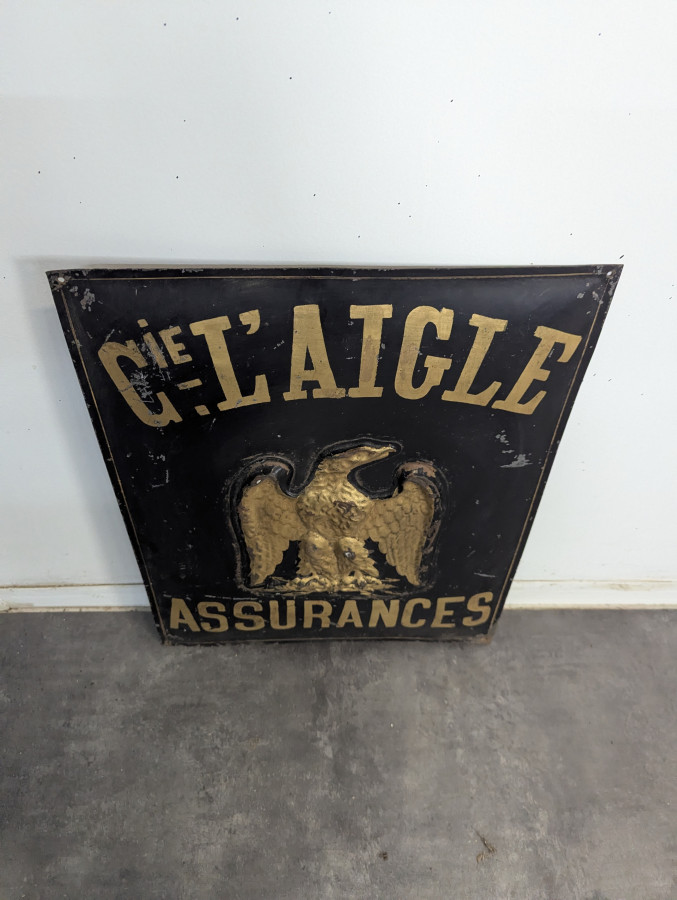 Plaque publicitaire Compagnie L'Aigle assurances en tôle