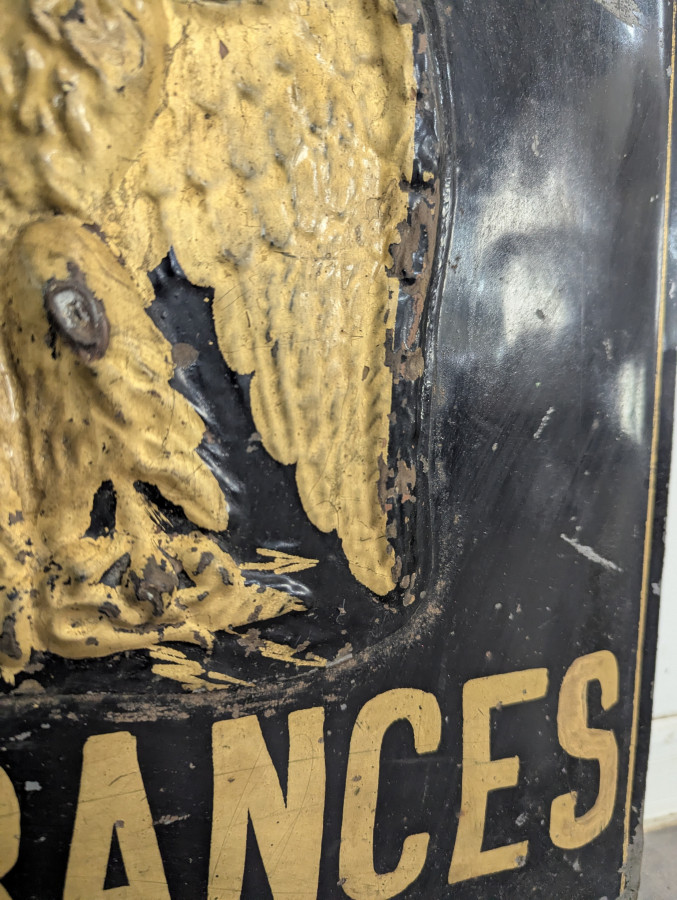 Plaque publicitaire Compagnie L'Aigle assurances en tôle