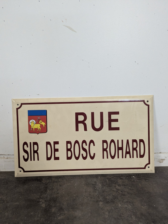 Plaque de rue émaillée Rue Sir de Bosc Rohard petit modèle