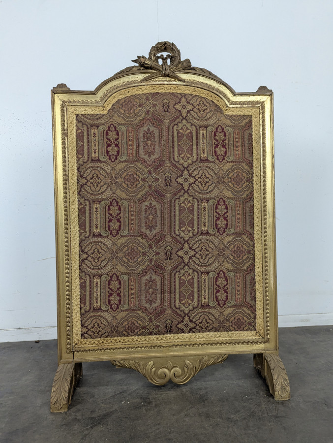 Pare-feu Louis XVI en bois doré à tapisserie