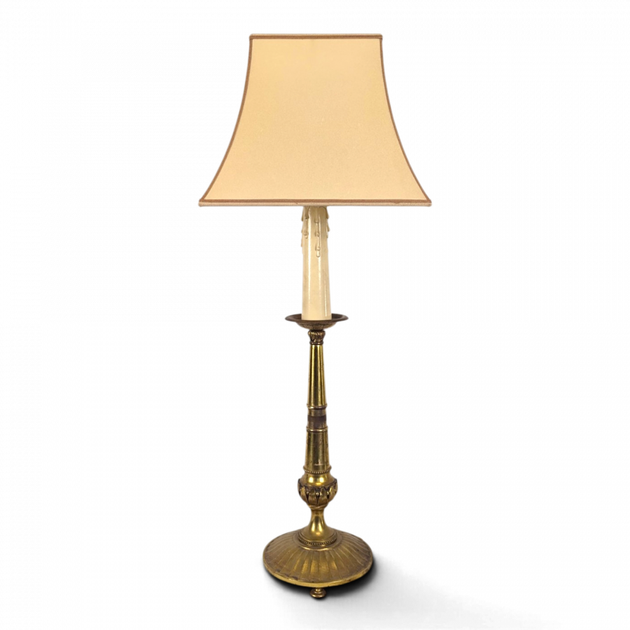 Grande lampe bougeoir en bronze doré de style Empire