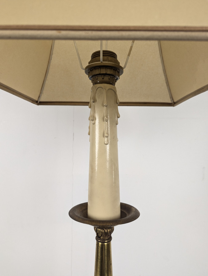 Grande lampe bougeoir en bronze doré de style Empire