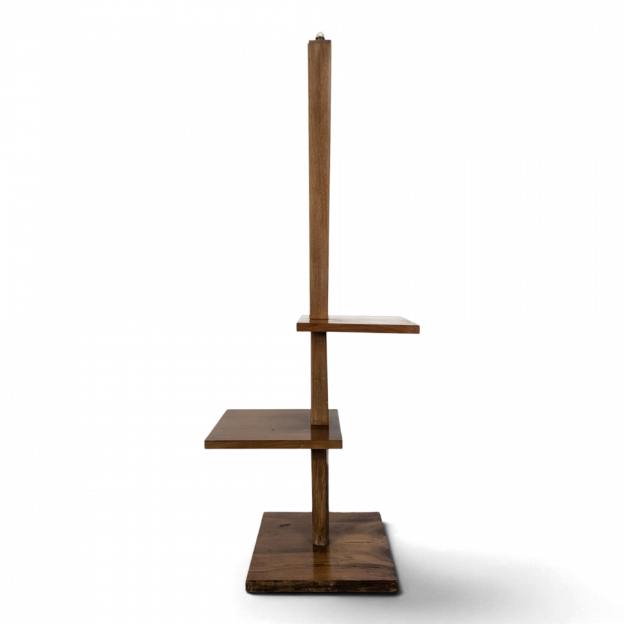 Lampadaire à tablettes moderniste en bois années 50