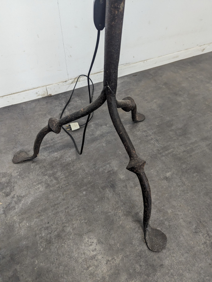 Lampadaire torchère en fer forgé à 3 bras de style gothique