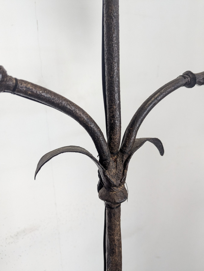 Lampadaire torchère en fer forgé à 3 bras de style gothique