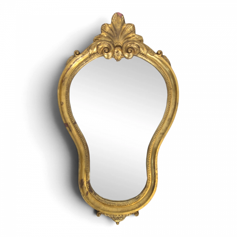 Petit miroir Louis XV en bois doré à coquille