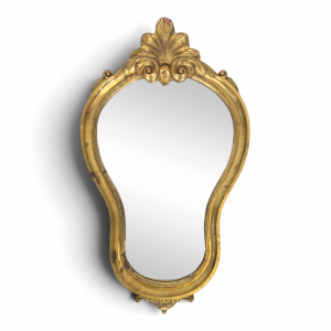 Petit miroir Louis XV en bois doré à coquille