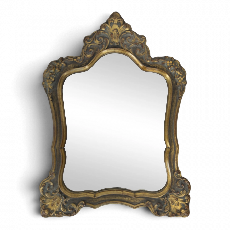 Miroir Louis XV en bois doré à cartouche