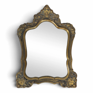 Miroir Louis XV en bois doré à cartouche