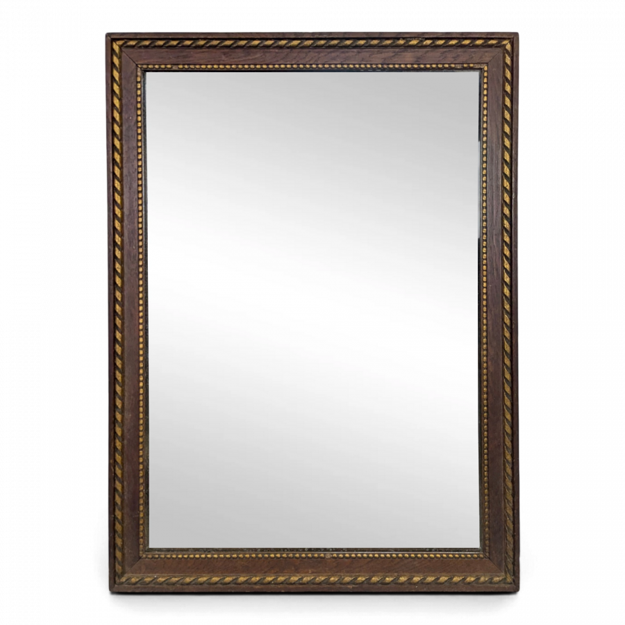 Miroir rectangulaire en bois à filet doré torsadé