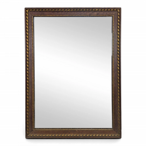 Miroir rectangulaire en bois à filet doré torsadé